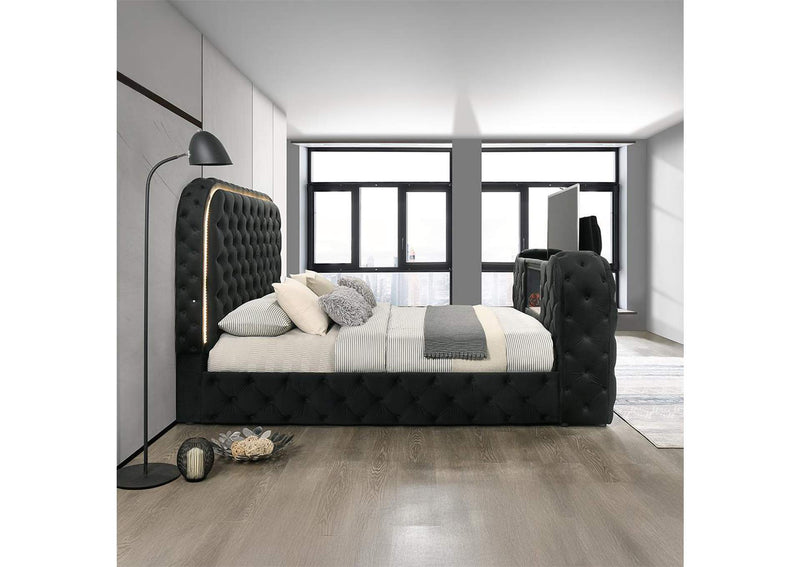 BD03122Q Kana Queen Bed with Led, Fireplace and TV Stand