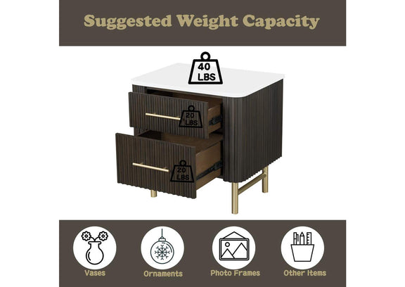 BD04093 Clayten Nightstand with Marble Top