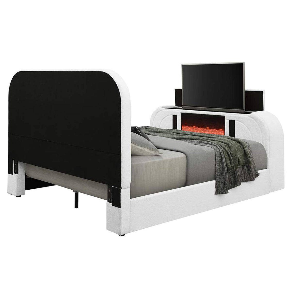 BD04751EK Shelyn Ek Bed with Led, TV Cabinet, Fireplace and Bluetooth