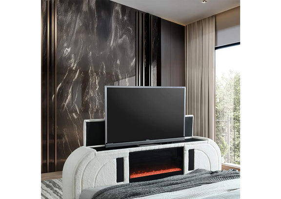 BD04751EK Shelyn Ek Bed with Led, TV Cabinet, Fireplace and Bluetooth