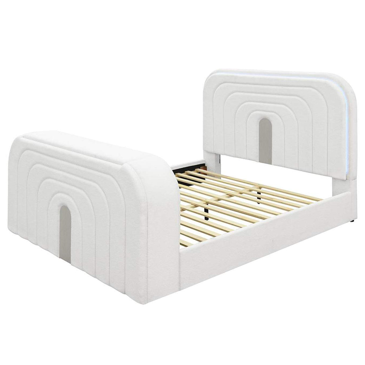 BD04752Q Shelyn Queen Bed with Led, TV Cabinet, Fireplace and Bluetooth