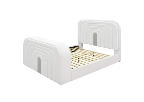 BD04752Q Shelyn Queen Bed with Led, TV Cabinet, Fireplace and Bluetooth