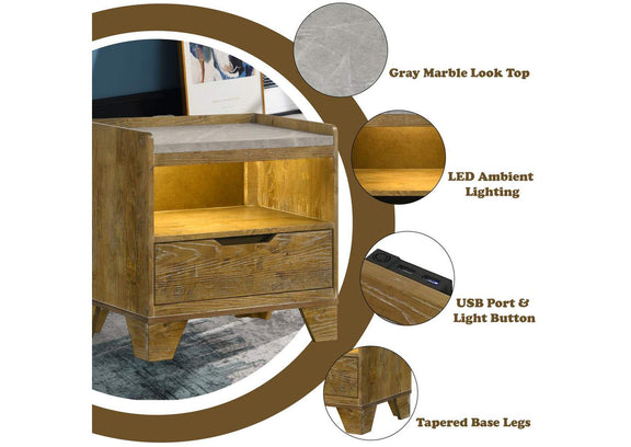 BD04863 Garcia Nightstand with Led