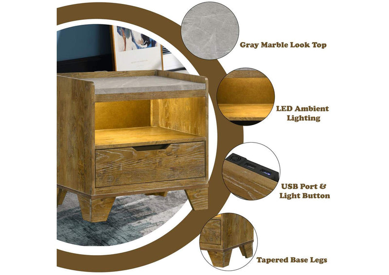 BD04863 Garcia Nightstand with Led