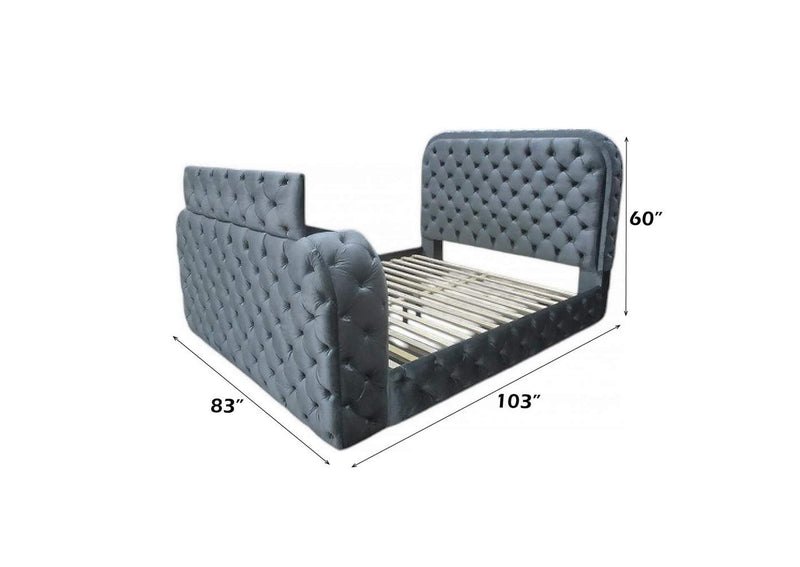 BD05071EK Kana Eastern King Bed with Led, Fireplace and TV Stand