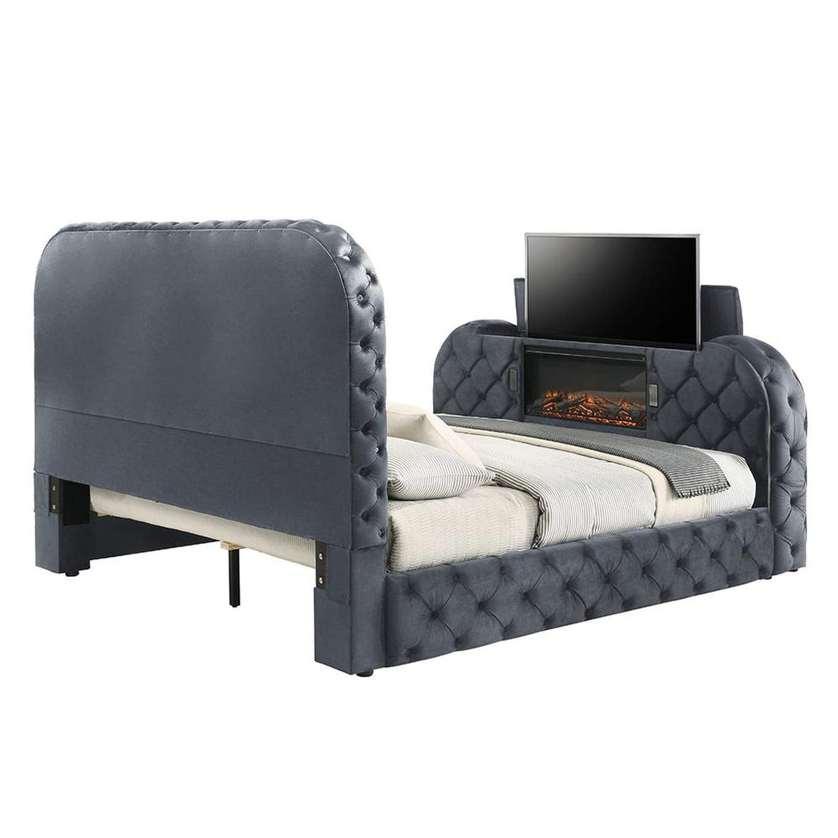 BD05072Q Kana Queen Bed with Led, Fireplace and TV Stand
