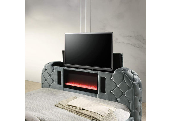 BD05072Q Kana Queen Bed with Led, Fireplace and TV Stand
