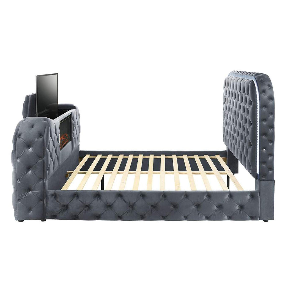 BD05072Q Kana Queen Bed with Led, Fireplace and TV Stand