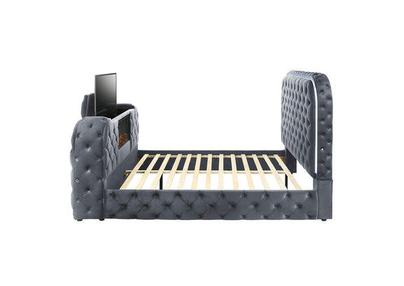 BD05072Q Kana Queen Bed with Led, Fireplace and TV Stand