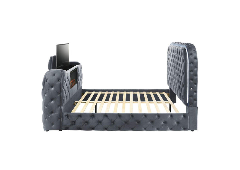 BD05072Q Kana Queen Bed with Led, Fireplace and TV Stand
