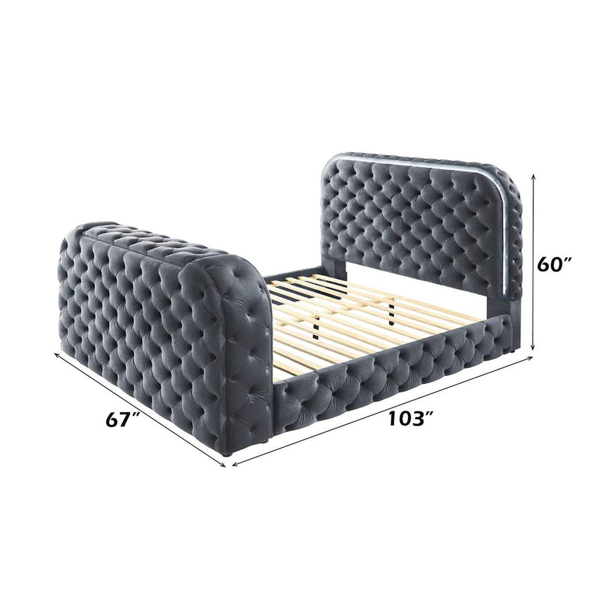 BD05072Q Kana Queen Bed with Led, Fireplace and TV Stand