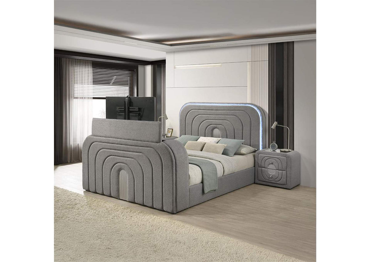 BD05651EK Shelyn Ek Bed with Led, TV Stand, Fireplace and Bluetooth