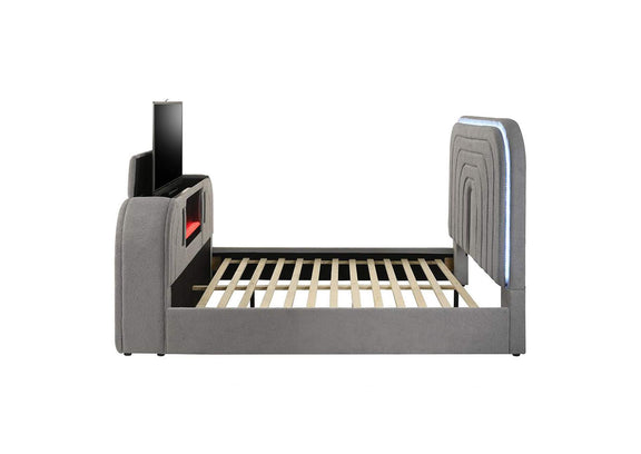 BD05651EK Shelyn Ek Bed with Led, TV Stand, Fireplace and Bluetooth