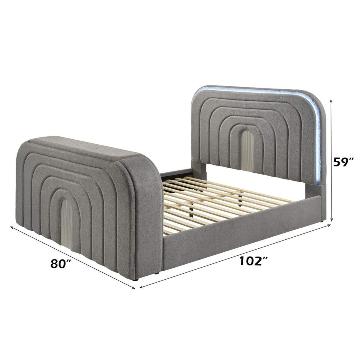 BD05651EK Shelyn Ek Bed with Led, TV Stand, Fireplace and Bluetooth