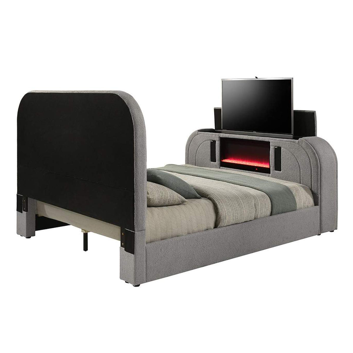 BD05652Q Shelyn Queen Bed with Led, TV Stand, Fireplace and Bluetooth