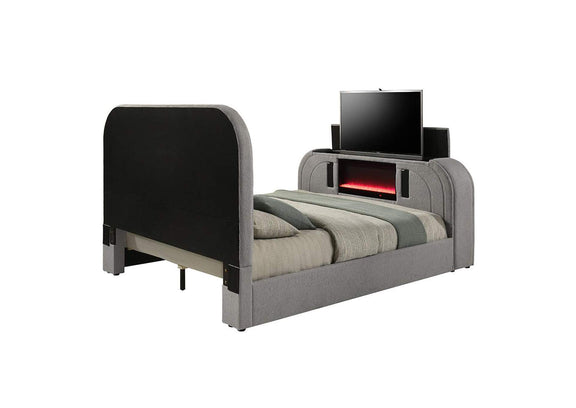 BD05652Q Shelyn Queen Bed with Led, TV Stand, Fireplace and Bluetooth