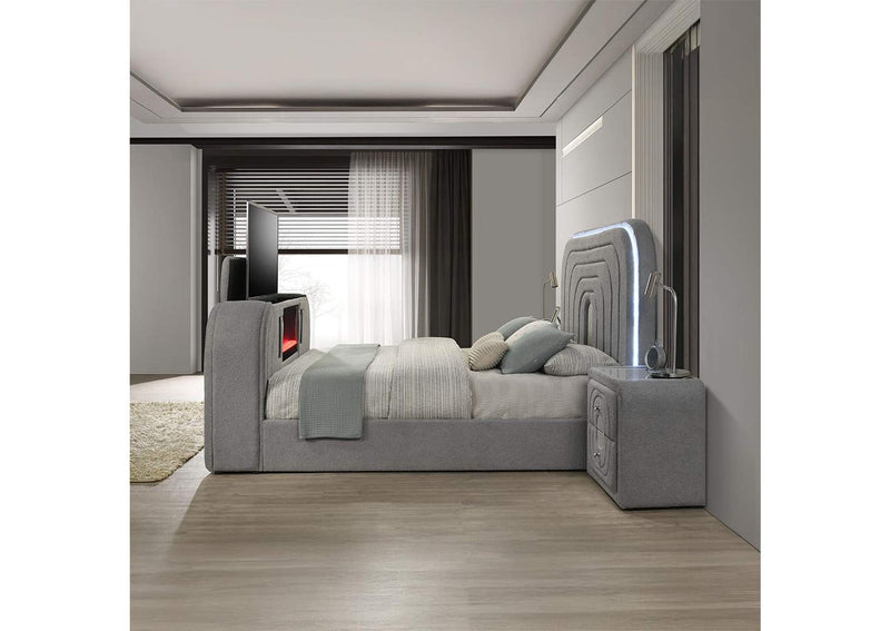 BD05652Q Shelyn Queen Bed with Led, TV Stand, Fireplace and Bluetooth