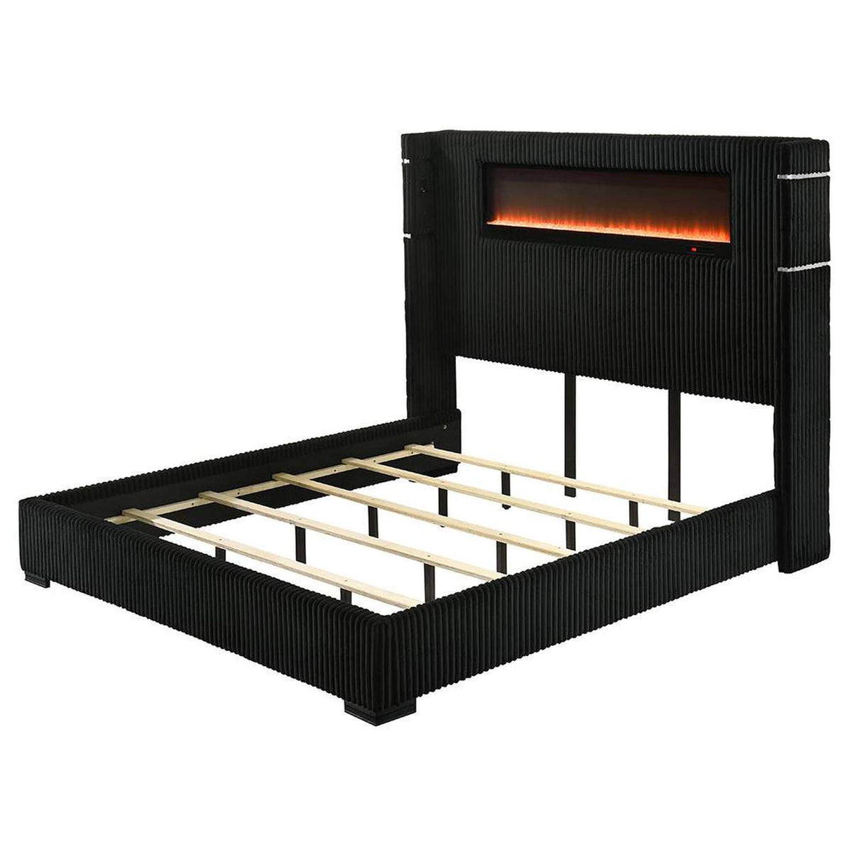 BD06021EK Garner Ek Bed with Fireplace, Led, Reading Light, Speaker, Bluetooth and USB