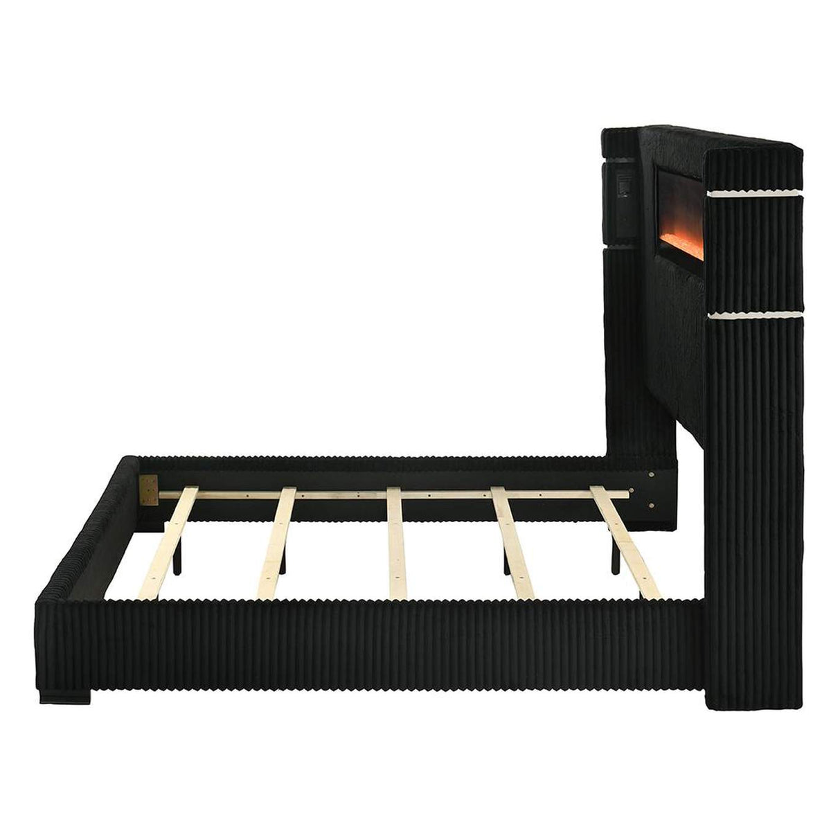 BD06021EK Garner Ek Bed with Fireplace, Led, Reading Light, Speaker, Bluetooth and USB