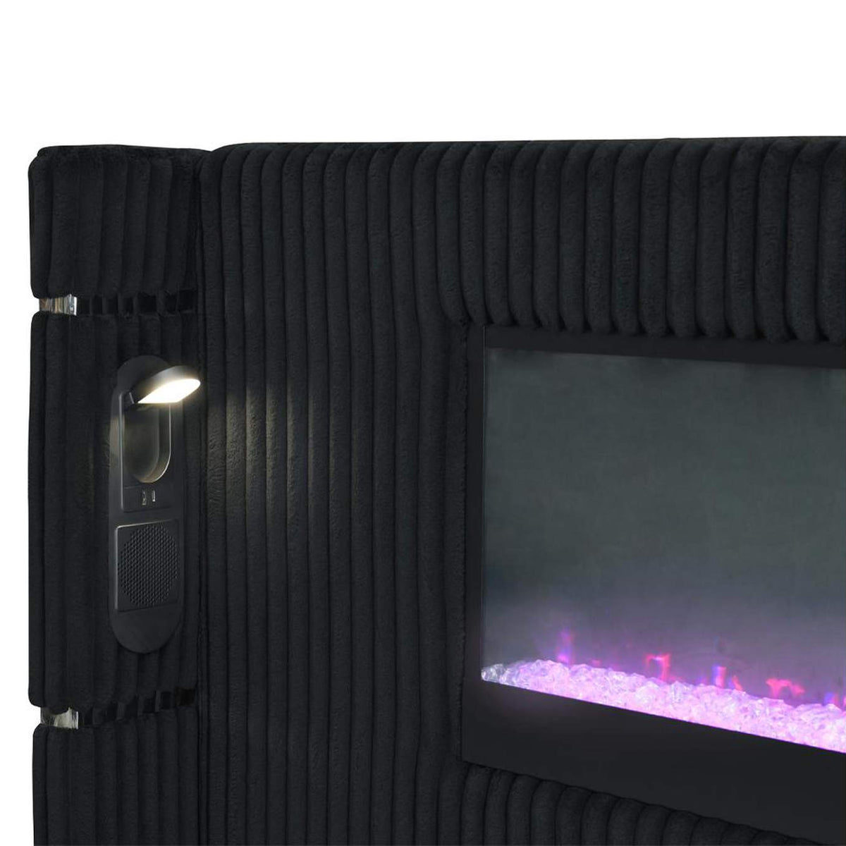 BD06021EK Garner Ek Bed with Fireplace, Led, Reading Light, Speaker, Bluetooth and USB