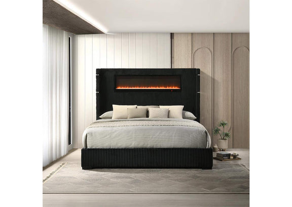 BD06021EK Garner Ek Bed with Fireplace, Led, Reading Light, Speaker, Bluetooth and USB