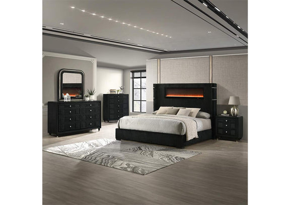 BD06021EK Garner Ek Bed with Fireplace, Led, Reading Light, Speaker, Bluetooth and USB