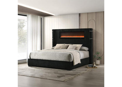 BD06022Q Garner Queen Bed with Fireplace, Led, Reading Light, Speaker, Bluetooth and USB