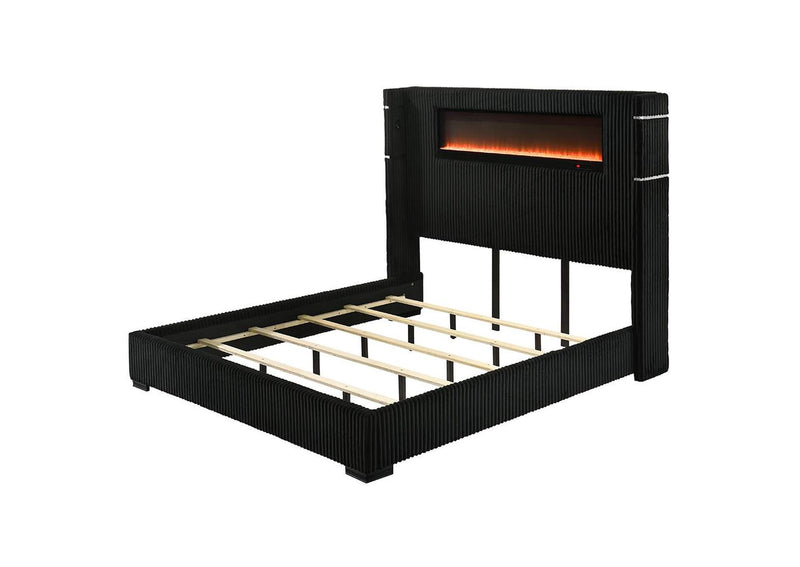 BD06022Q Garner Queen Bed with Fireplace, Led, Reading Light, Speaker, Bluetooth and USB