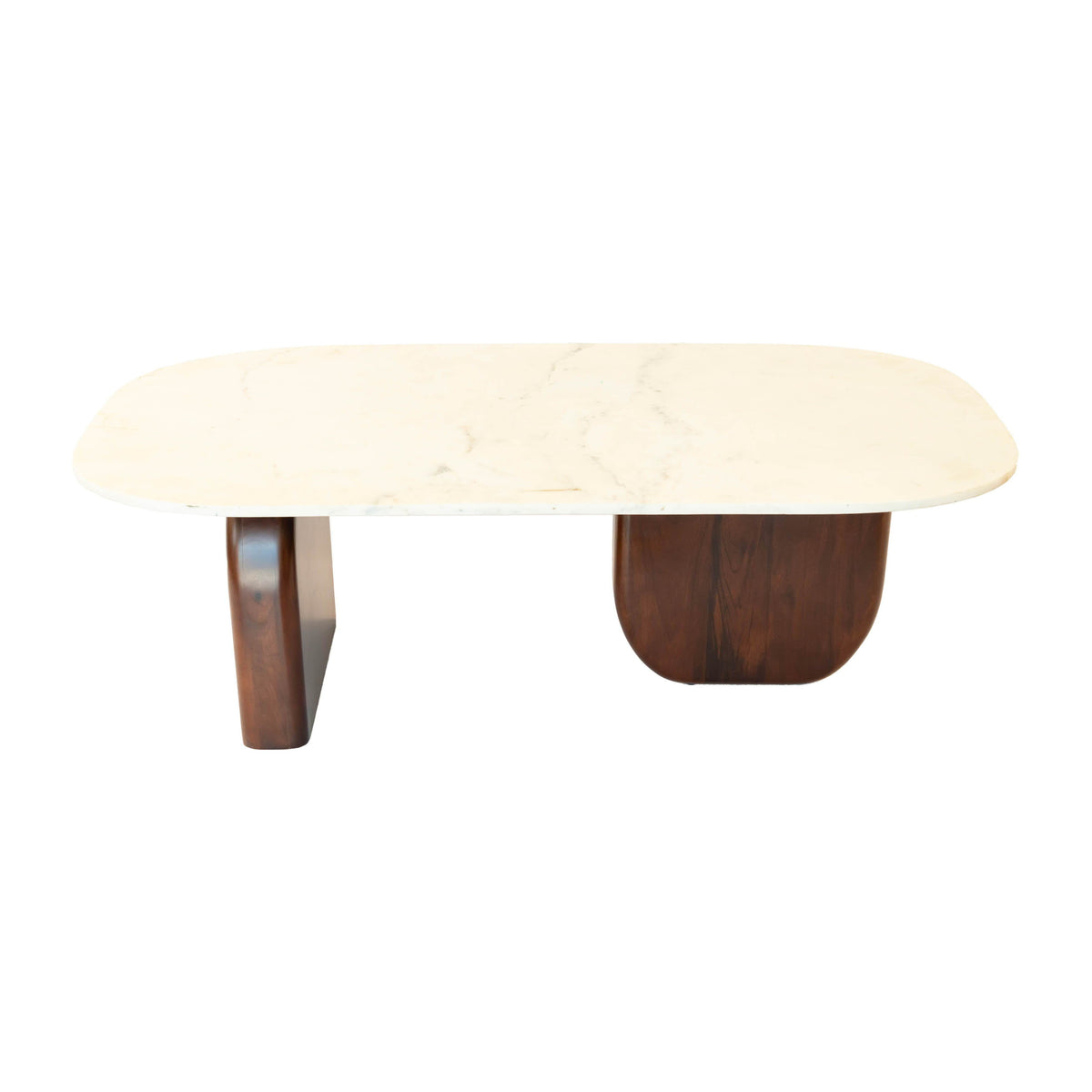Marble/Wood Coffee Table 48"x16" - Brown / White