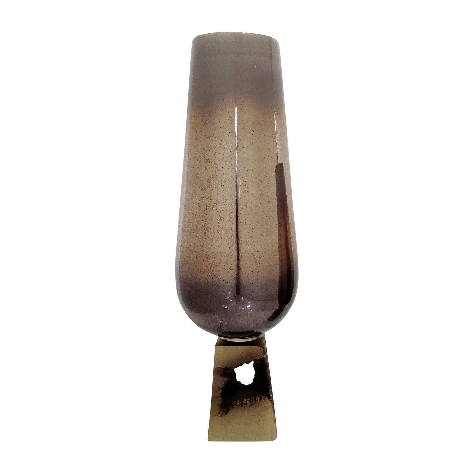 Glass 26" Vase With Metal Base - Champagne