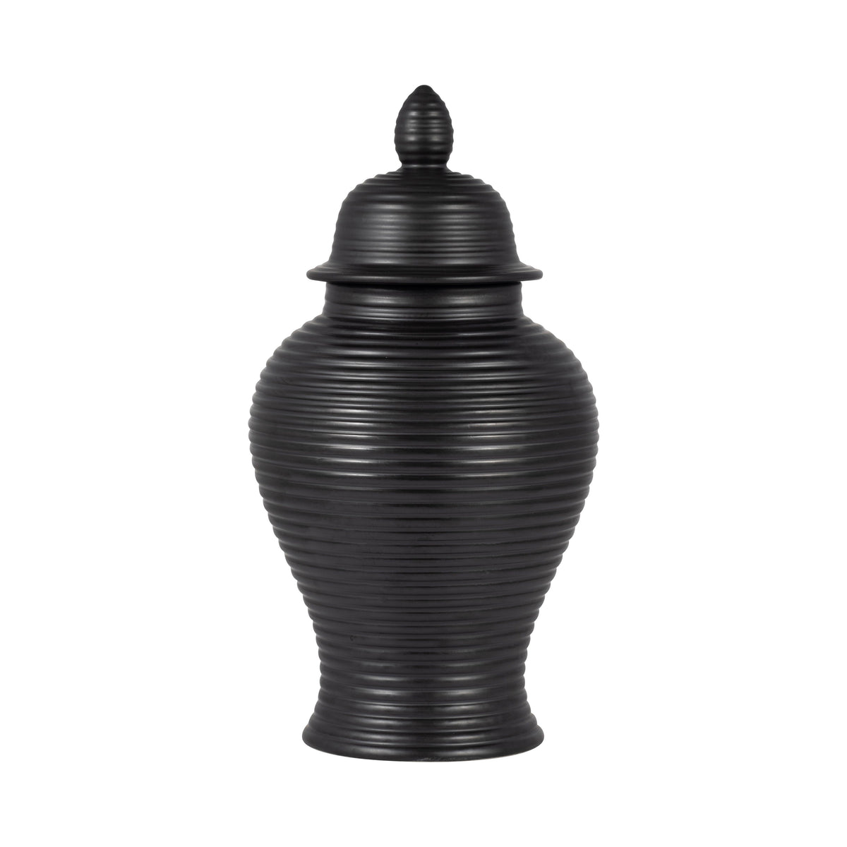 18" Ribbed Temple Jar - Black