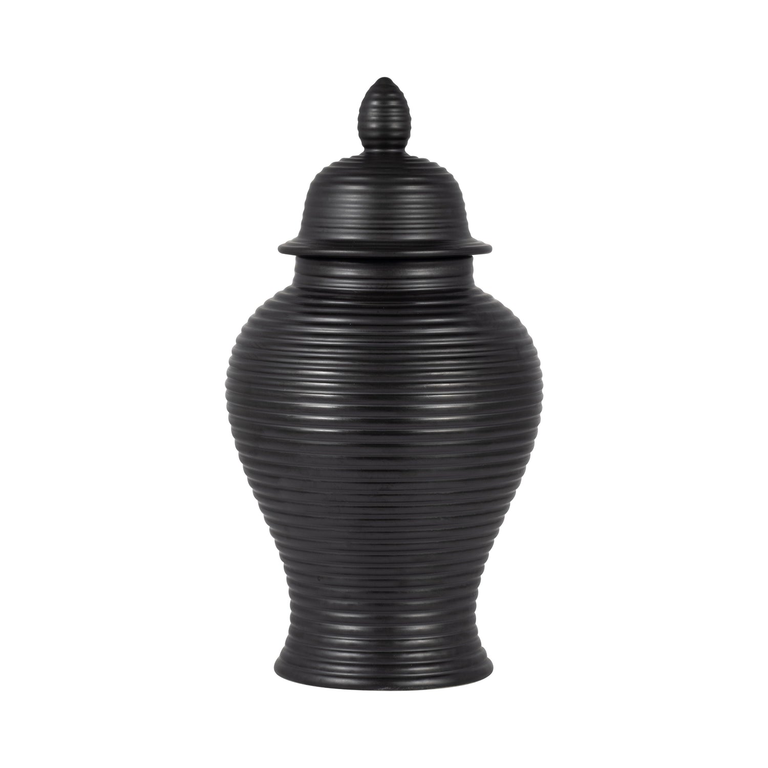 18" Ribbed Temple Jar - Black