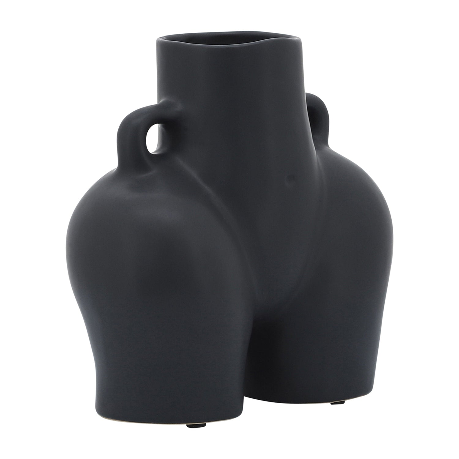 Ceramic Half Body Vase 7" - Black