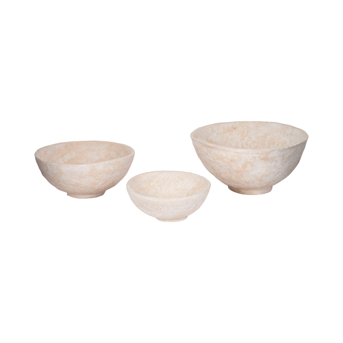 Paper Mache Bowls (Set of 3) - White