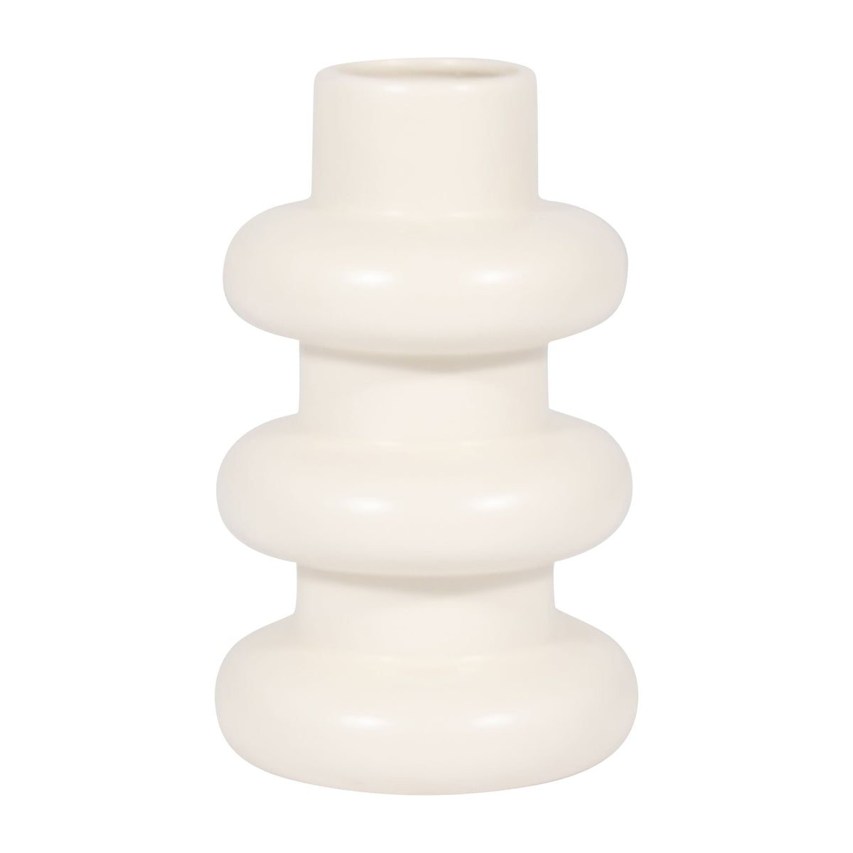 Ceramic Three Ribbed Vase 8" - Cotton