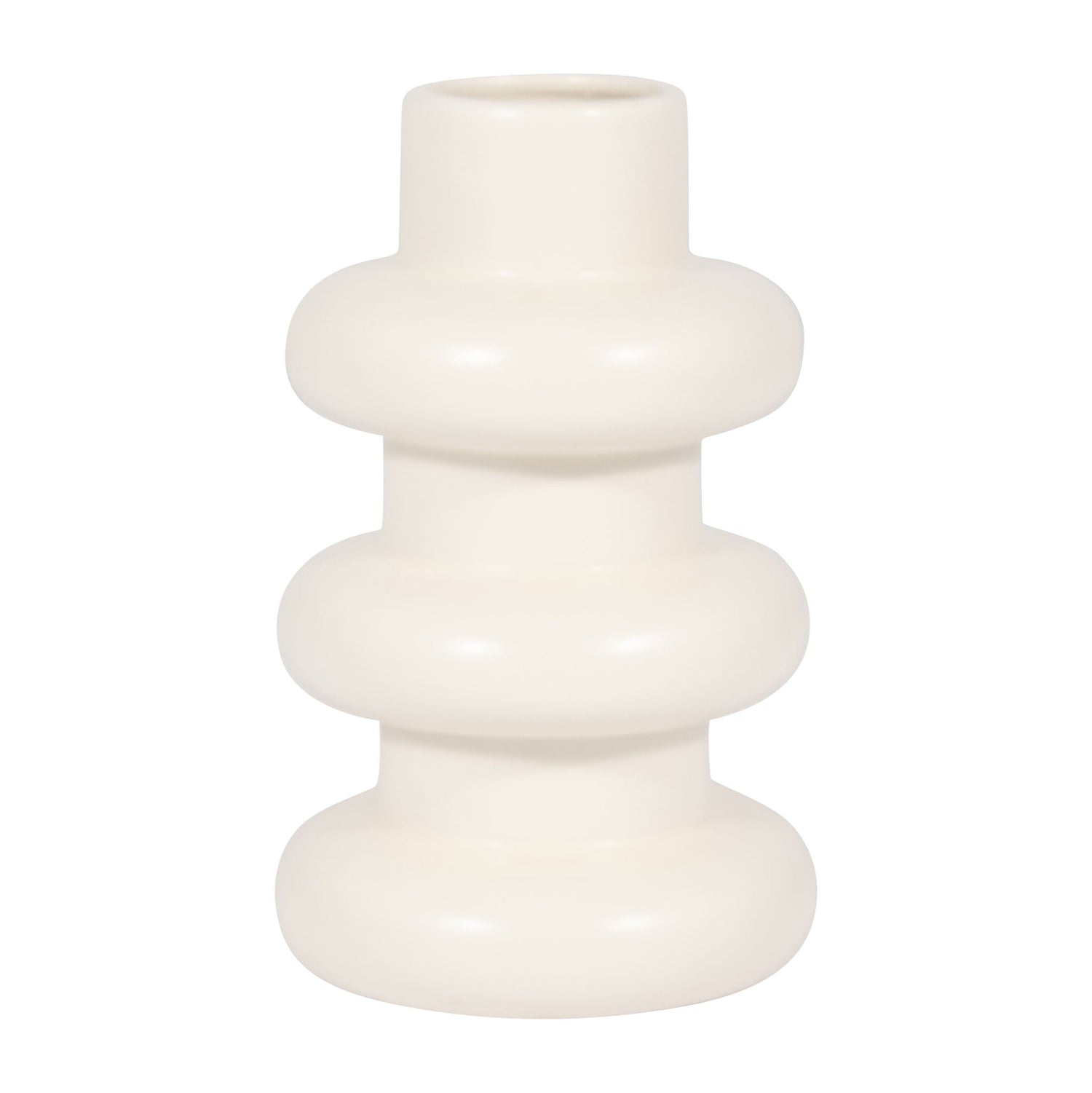 Ceramic Three Ribbed Vase 8" - Cotton