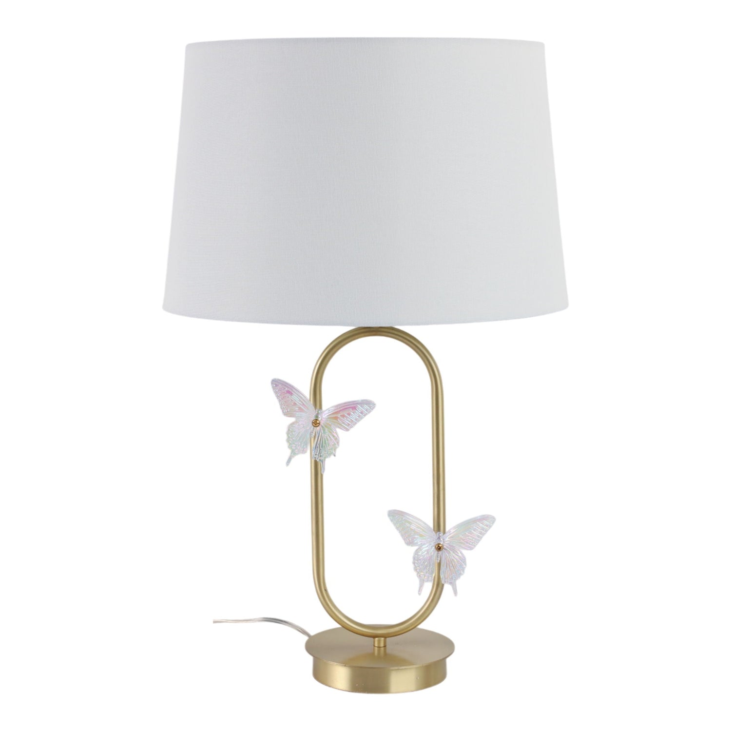 24" x 15" Metal Table Lamp With Glass Butterflies - Gold