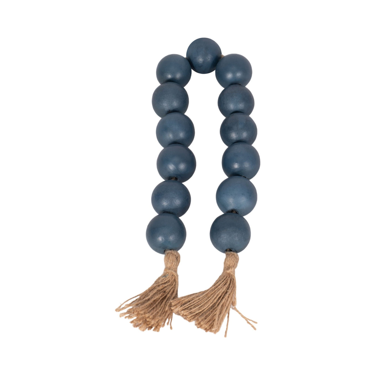 Wood 25" Large Beaded Garland With Tassel - Teal/Blue