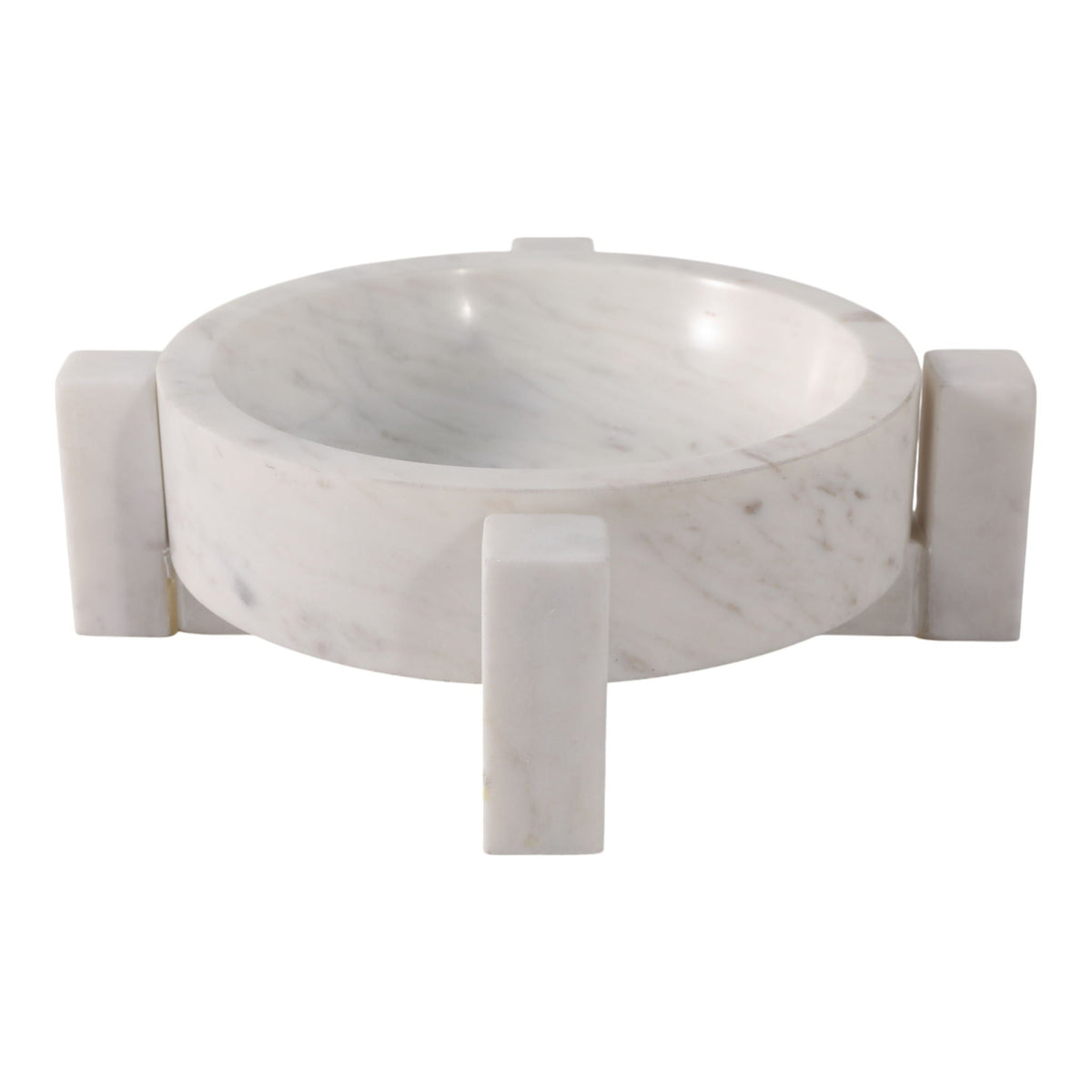 10" x 10" Marble Bowl In Base - White
