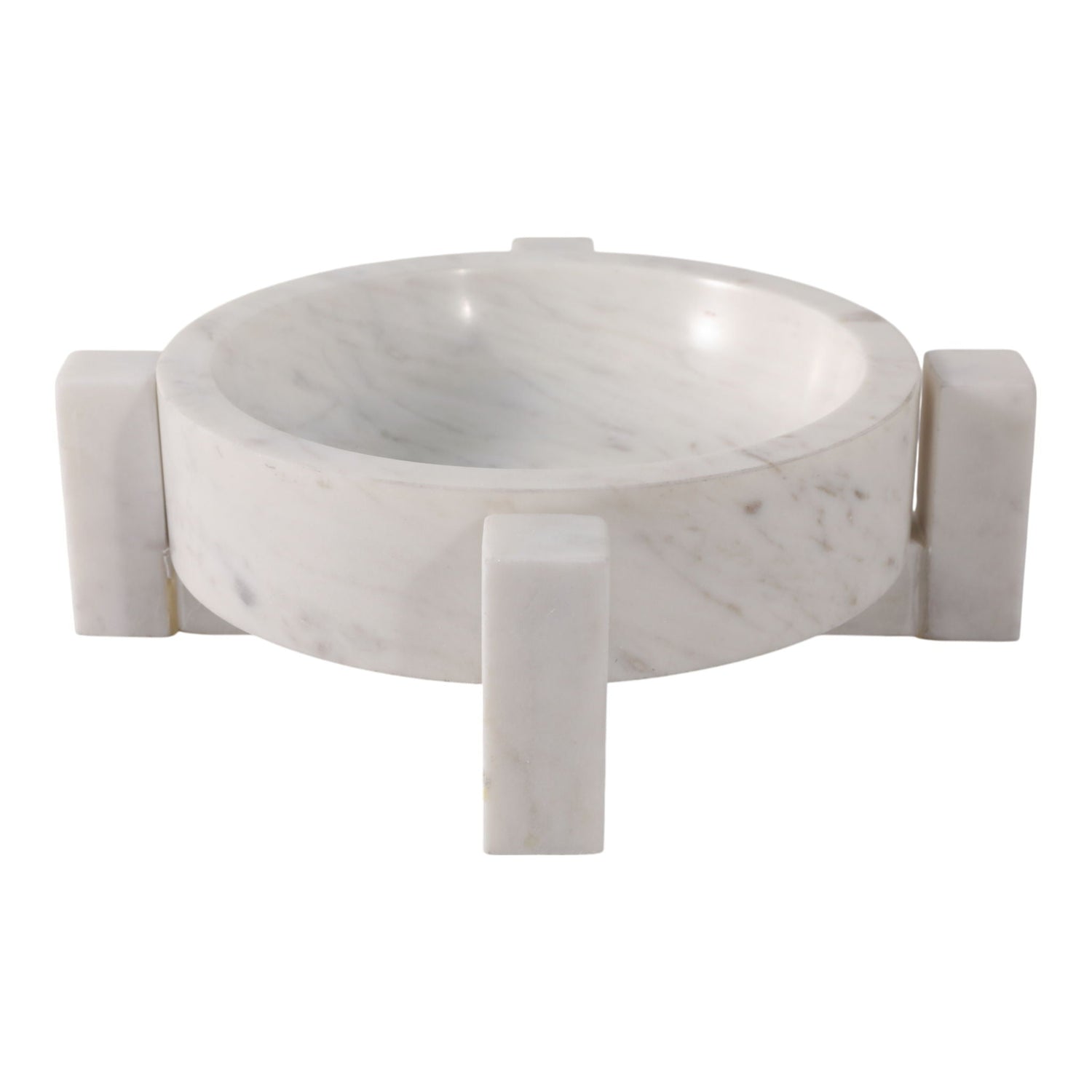 10" x 10" Marble Bowl In Base - White