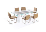 PWSR60 Moorea Double Pedestal Rectangular Dining Table In Clear Acrylic, Glass And Bronze Metal