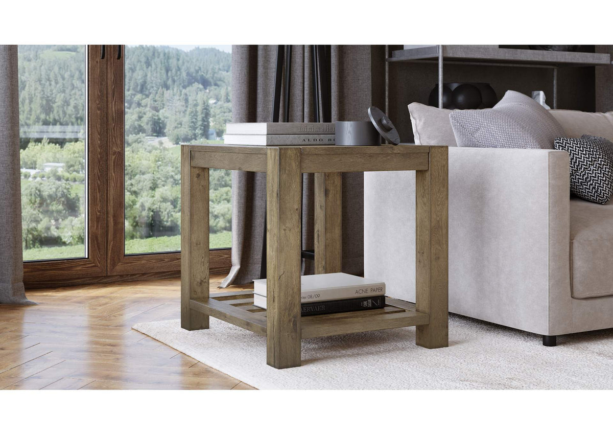 3E8722 Canyon Solid Wood Rectangular End Table In Washed Grey