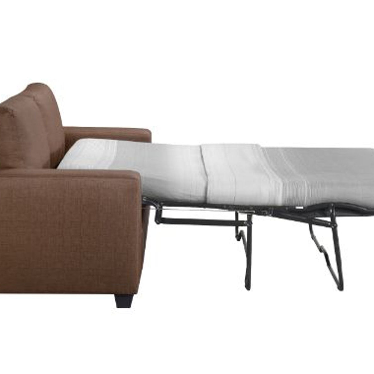 Brown sectional sofa with a pull-out bed on a white background