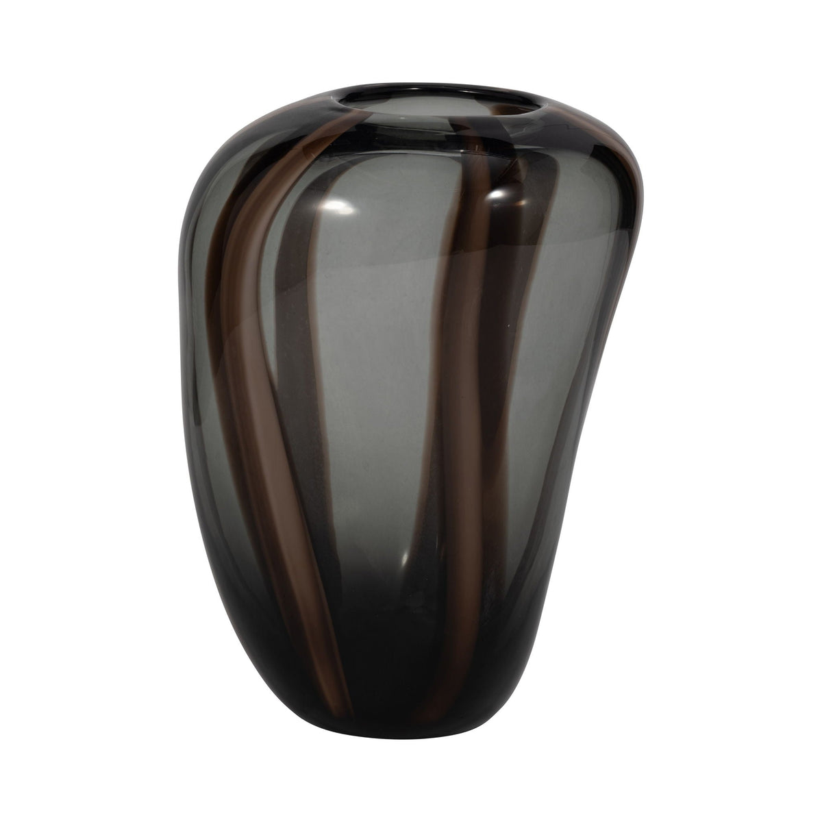 11" Bayle Medium Striped Glass Vase - Brown