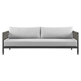 Alegria - 4 Piece Outdoor Black Aluminum & Rope Conversation Set With Cushions - Light Gray