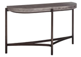 A89423 Lyon Semi - Circular Natural Concrete And Metal Console Table