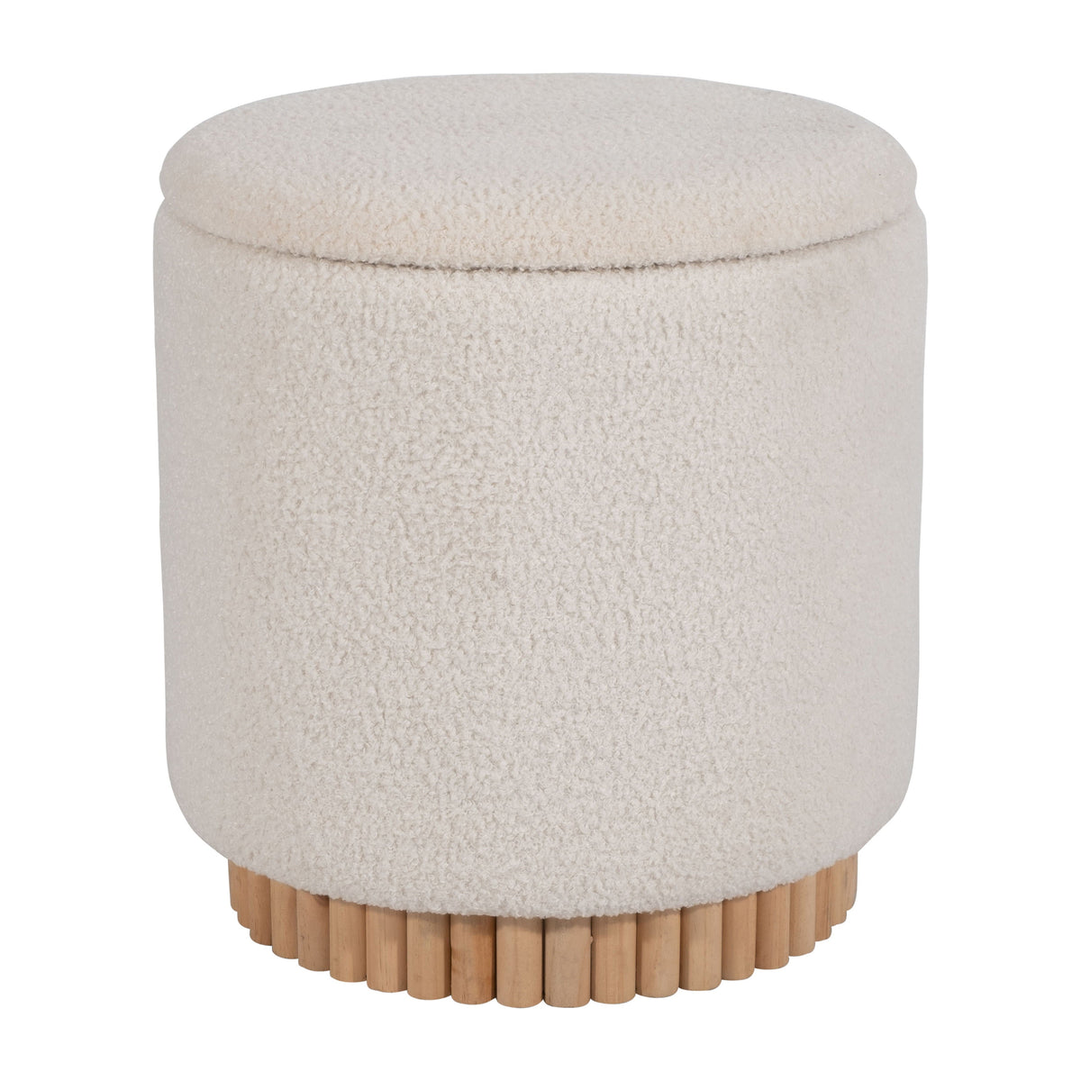 Fluted 14/19" Boucle Ottoman (Set of 2) - Ivory
