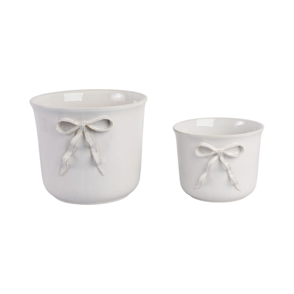 9 / 11" Pretty Bow Planters (Set of 2) - White