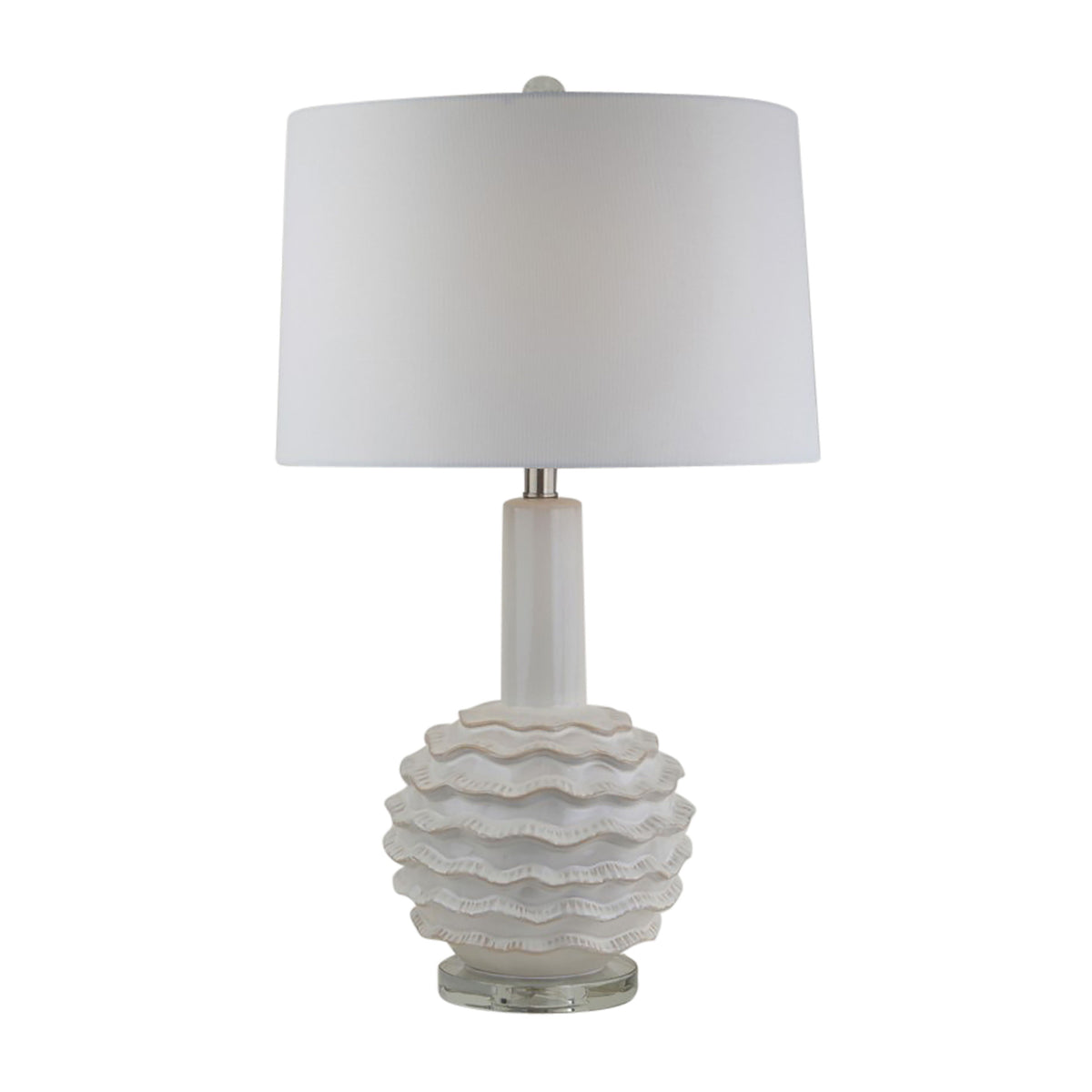 27" Ruffles Table Lamp Crystal Base - White