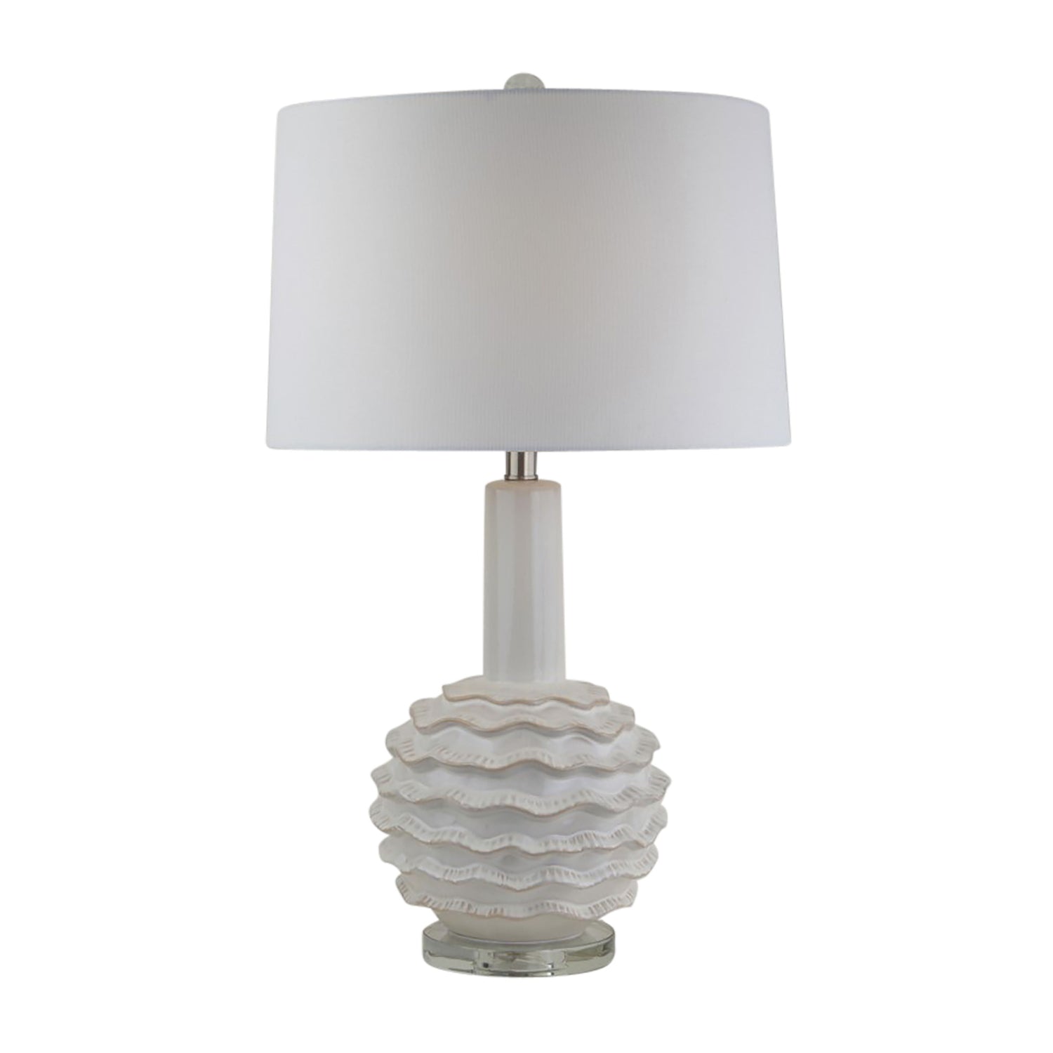 27" Ruffles Table Lamp Crystal Base - White